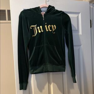 Juicy Couture Dark Green Hoodie with Gold Lettering